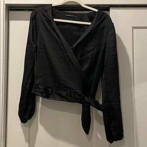 Abercrombie Black Silk Wrap Top